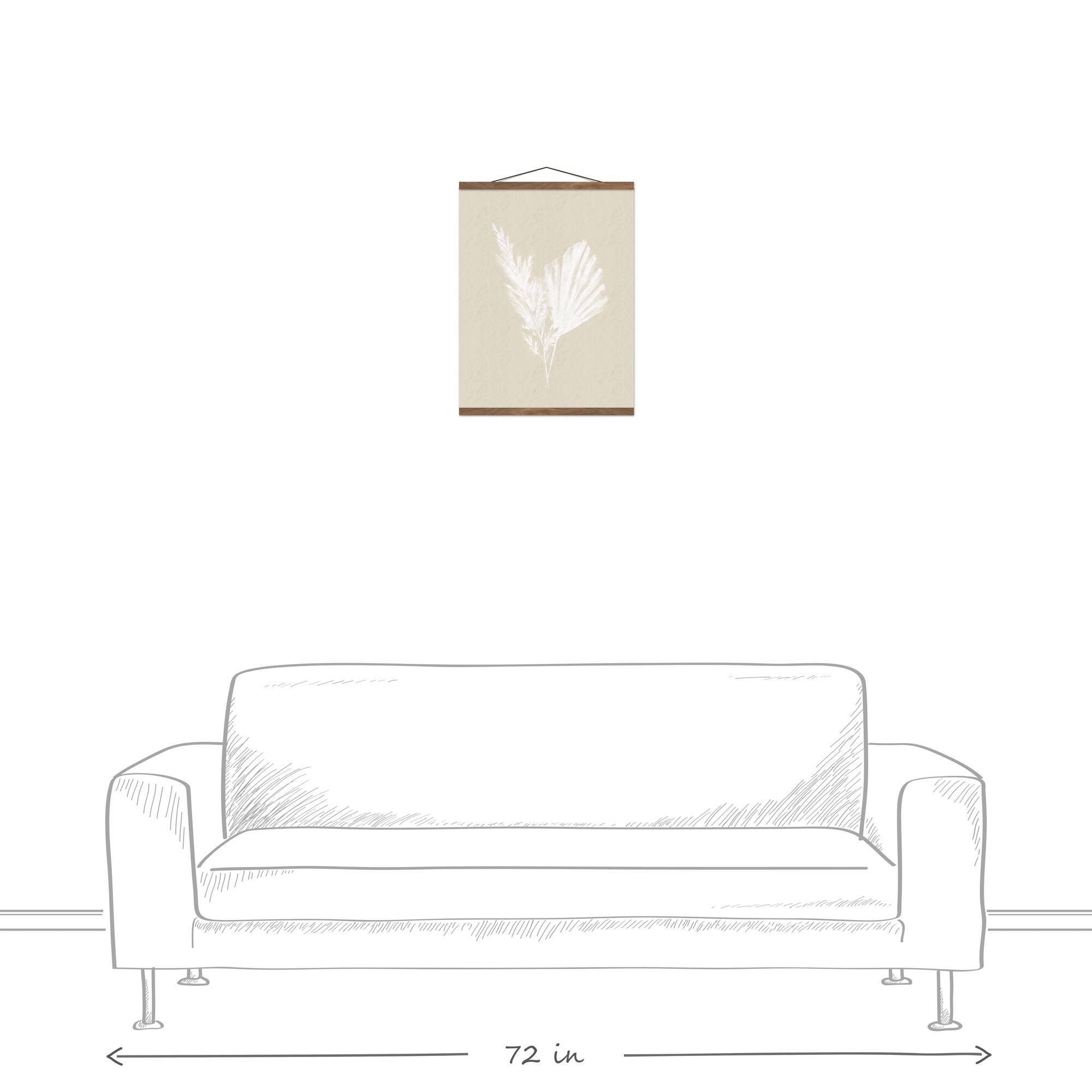 Boho Leaves Silhouette II Teak Hanging Canvas